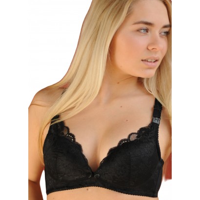 Комплект белья бюстгалтер для кормления и трусы с кружевом Черный